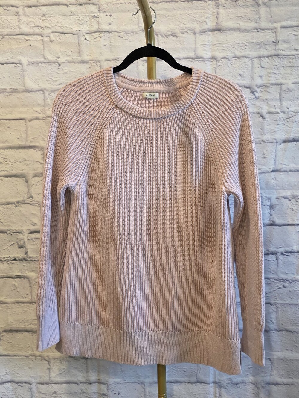 L.L.Bean Cotton Ribbed Crewneck Sweater Lilac Size M